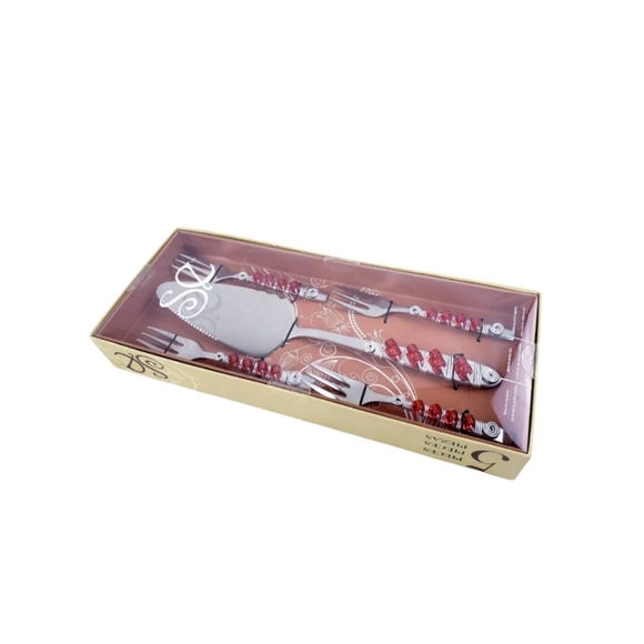 HOME ESSENTIAL 5 Piece Fancy serving Handmade Beaded ~Stainless Steel~ Open box - Picture 3 of 7